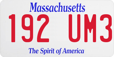 MA license plate 192UM3