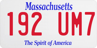 MA license plate 192UM7