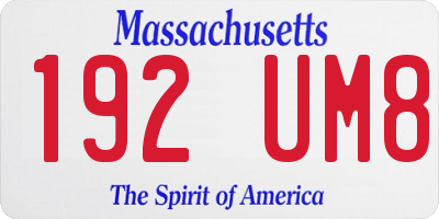 MA license plate 192UM8