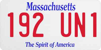 MA license plate 192UN1
