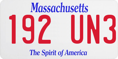 MA license plate 192UN3