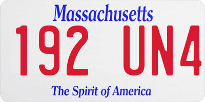 MA license plate 192UN4