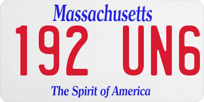 MA license plate 192UN6