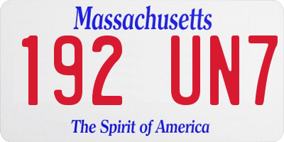 MA license plate 192UN7