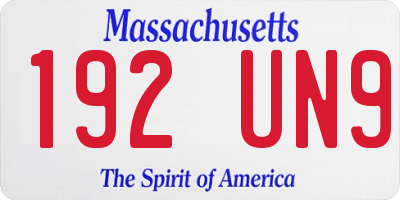 MA license plate 192UN9