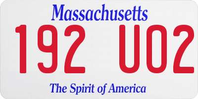 MA license plate 192UO2