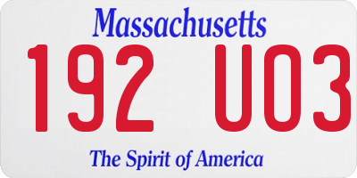 MA license plate 192UO3