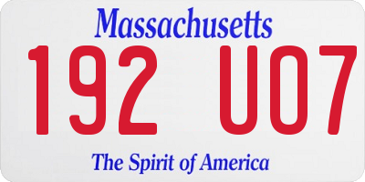 MA license plate 192UO7