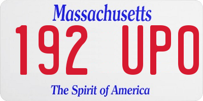 MA license plate 192UP0