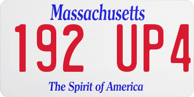 MA license plate 192UP4