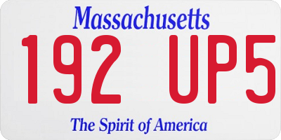 MA license plate 192UP5