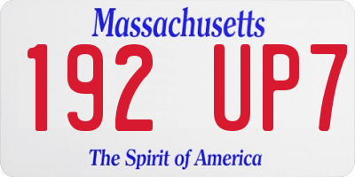 MA license plate 192UP7