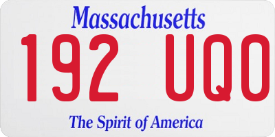 MA license plate 192UQ0