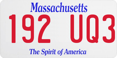 MA license plate 192UQ3