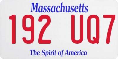 MA license plate 192UQ7
