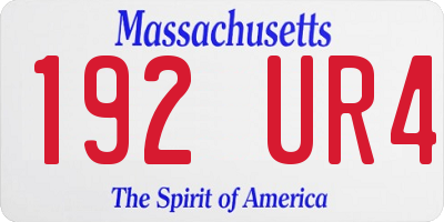 MA license plate 192UR4