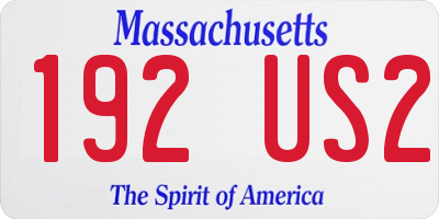 MA license plate 192US2