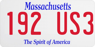 MA license plate 192US3