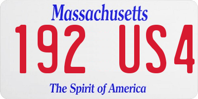 MA license plate 192US4
