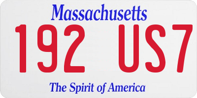 MA license plate 192US7