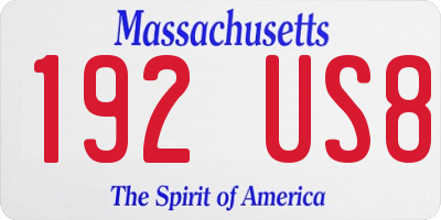 MA license plate 192US8