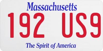 MA license plate 192US9