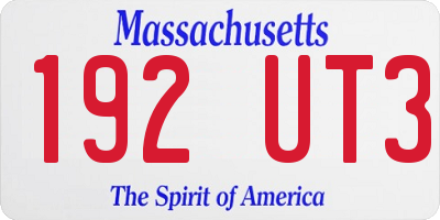 MA license plate 192UT3