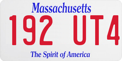 MA license plate 192UT4