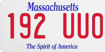 MA license plate 192UU0