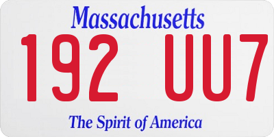 MA license plate 192UU7