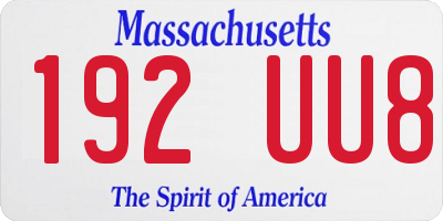 MA license plate 192UU8