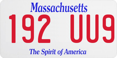 MA license plate 192UU9