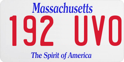 MA license plate 192UV0