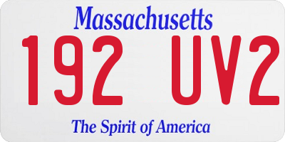 MA license plate 192UV2