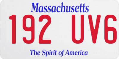MA license plate 192UV6
