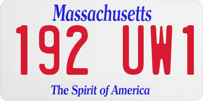 MA license plate 192UW1