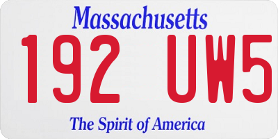MA license plate 192UW5