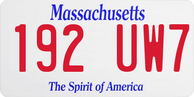 MA license plate 192UW7