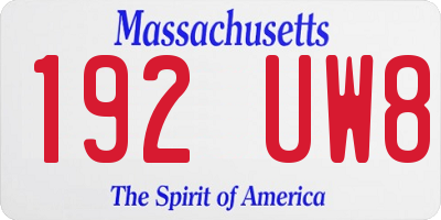 MA license plate 192UW8