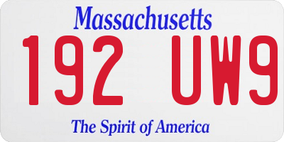 MA license plate 192UW9