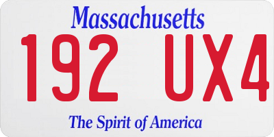 MA license plate 192UX4
