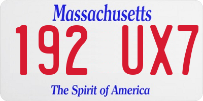 MA license plate 192UX7