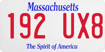 MA license plate 192UX8