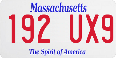 MA license plate 192UX9
