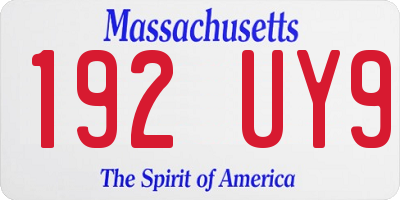 MA license plate 192UY9