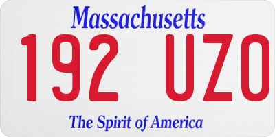 MA license plate 192UZ0