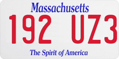 MA license plate 192UZ3