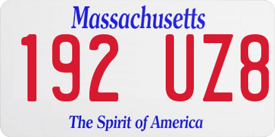 MA license plate 192UZ8