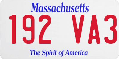 MA license plate 192VA3