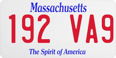 MA license plate 192VA9